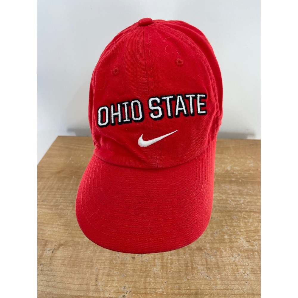 Nike Heritage86 Ohio State Buckeyes Mens Red Adjustable Dad Hat Cap Swoosh Logo